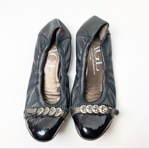 AGL Cap Toe Black Leather Flats